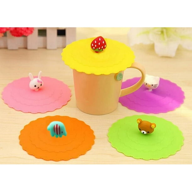 1PC Anti Dust Silicone Cup Cover Lid Suction Cap Mug Cute Seal Leakproof HO3